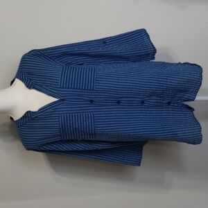 Soft Surroundings Mandarin Collar Striped Tunic Medium Blue